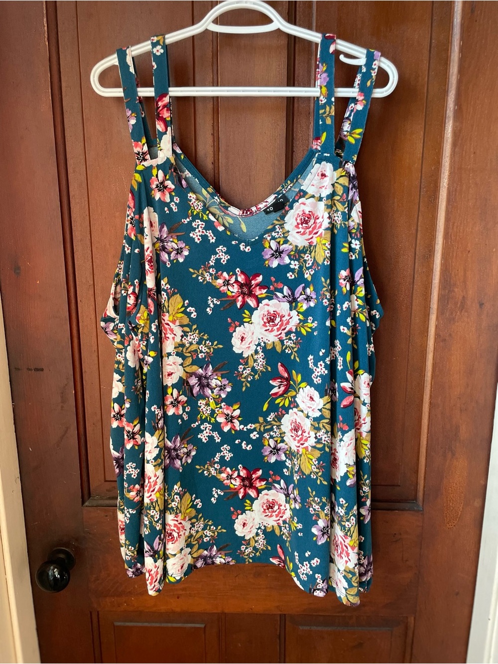 Torrid women's 4X blue floral cold shoulder top